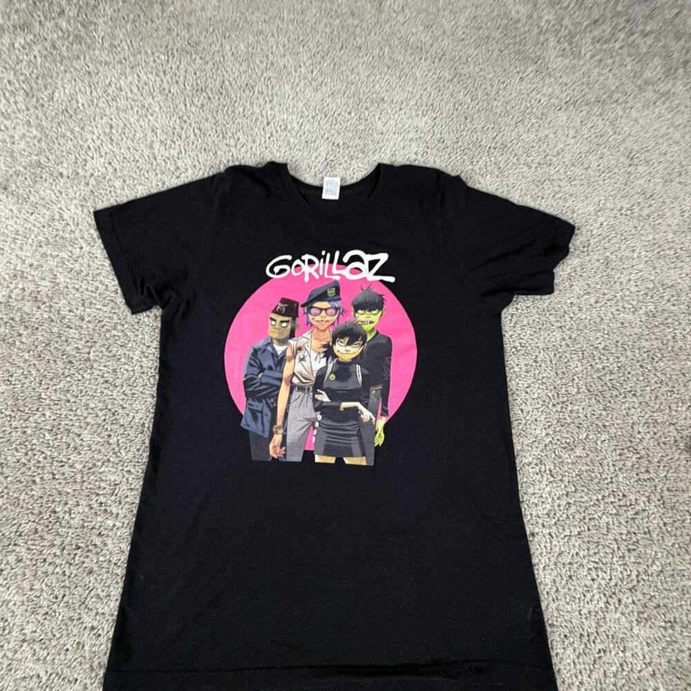 Vintage Gorillaz Shirt Mens Medium Black Pink Music Band Short Sleeve Y2K